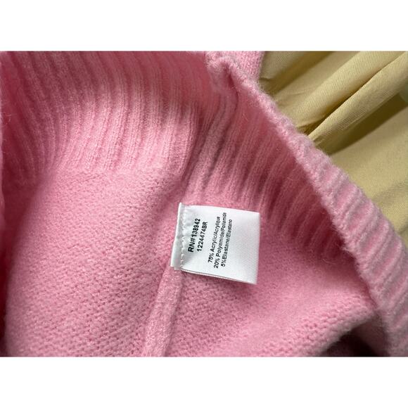 On Twelfth pink acrylic spandex pearl studded women’s LOVE MORE sweater - Picture 4 of 5